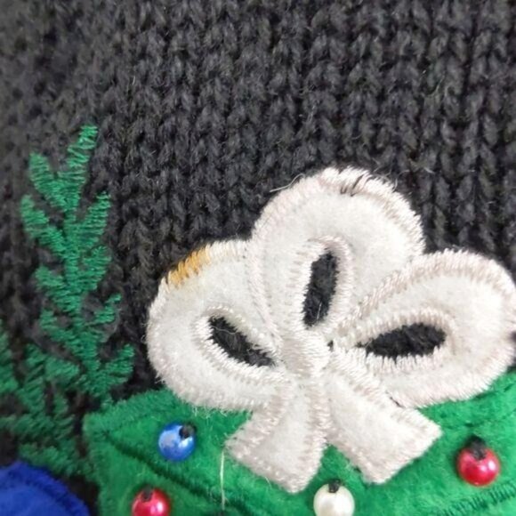 Hampshire Studio Christmas Sweater Cardigan Women's  full zip Santa  Size L - Picture 9 of 16